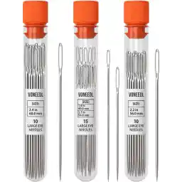 VONEEDL 35 PCS Large Eye Sharp Hand Sewing Needles 4 Assorted Sizes - Easy Threading Embroidery Needles - Perfect for Quilting, Crafting, Darning, Weave, Crochet, and DIY