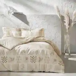 TAÇ Benin Desenli Pamuk Nevresim Takımı, Kahverengi, Çift Kişilik