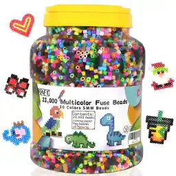 23,000 pcs Fuse Beads Kit for Kids Crafts, 30 Colors Iron Beads Set with 3 Pegboards, 5 Ironing Paper, 10 Patterns, Gifts for Birthday Christmas, Multicolor 5mm Melty Beads Bulk Refill Kit by Inscraft