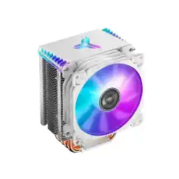 JONSBO CR1400 WHITE CPU Cooler H126mm , Air Cooling Tower Radiator , Desktop PC AM4/AM5 heatsink, 4 Copper Heatpipes for AMD /Intel LGA1200/115X , 92mm RGB Fan, Auto RGB Lighting on Top, White