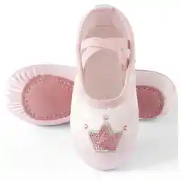 TRIPLE DEER Ballet Shoes for Girls, Satin Dance Practice Slippers Split Soft Leather Flat Sole Yoga Gymnastics Shoes (Toddler/Little/Big Kid)