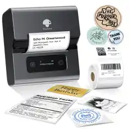 Phomemo M221 Label Maker, New Upgraded 3 Inch Bluetooth Thermal, Easier & More Stable, for Product, Address, Barcode, Small Business, Portable Label Printer DIY on Phone/PC, Space Gray,+100 Labels