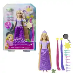 Mattel Disney Prinses Speelgoed, Rapunzel, pop met van kleur veranderende haarextensions en accessoires voor haarstyling, geïnspireerd op de Disney film HLW18