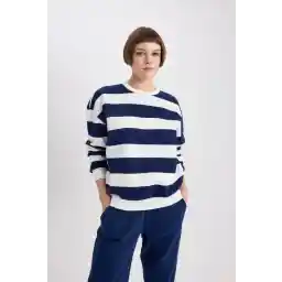 Defacto Relax Fit Çizgili Bisiklet Yaka Sweatshirt A1883AX23AU