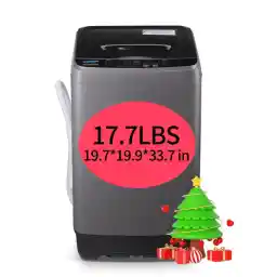 Full Automatic Washing Machine with LED Display, 17.7 lbs Portable Washer Drain Pump, 10 Programs & 8 Water Levels Selections, Ideal for Apartment, Dorm, RV, Camping, Grey