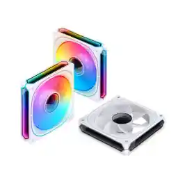 JONSBO FR-505WR (Reverse) 3 PACK, 120mm Case Fan, Reverse Blade, H25MM ARGB Infinity Mirror Series,3 Sides ARGB lighting along with the Front ARGB ,Lower noise level,3pcs in Pack, White