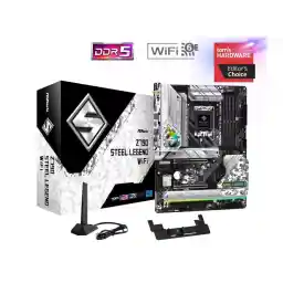 ASRock Z790 STEEL LEGEND WIFI Intel LGA1700 (14th,13th,12th Gen) ATX Motherboard, 4 slots DDR5, PCIE 5.0 x16, 5 Hyper M.2 slots, 2.5Gb Lan, WI-FI 6E, 7.1 Nahimic Audio, Front USB3.2 Gen2X2 Type_C