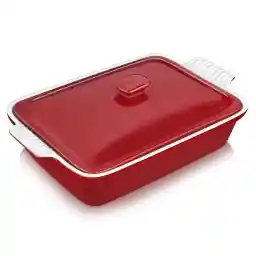 vancasso Blossom Casserole Dish, 13x9 Baking Dish, 3.8 Quart Casserole Dish Set Lasagna Pan Deep With Lid Oven Safe, Red