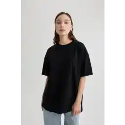 Defacto Oversize Geniş Kalıp Bisiklet Yaka Kısa Kollu Tişört V4136az24sp