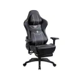 Dowinx Gaming Chair with Footrest, Ergonomic Computer Chair with Comfortable Headrest and Lumbar Support, Game Office Chair for Adults Pu Leather High Back, 350LBS, Black