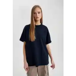 Defacto Oversize Geniş Kalıp Bisiklet Yaka Kısa Kollu Tişört V4136AZ24SP