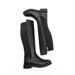 Marjin Kadın Günlük Çizme Lastikli Streç Dizaltı Enpar Siyah