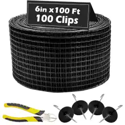 PROLEE 6 Inch X 100FT Solar Panel Bird Guard, Anti-Rust Critter Guard with 100 Fastener Clips Rooftop Solar Panel Bird Wire Screen, Removable Without Damage(6 Inch x 100 Feet)