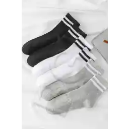 BGK Unisex 6 Çift Düz Siyah-beyaz Tenis Çorap