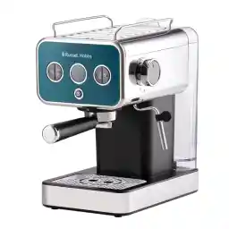 Russell Hobbs Espresso Makinesi Distinctions Paslanmaz Çelik Okyanus Mavisi (15 Bar, 1 ve 2 Bardak Takma, ESE Pedleri, Otomatik Dozajlama ve Man.Seçeneği, Sıcak Su ve Süt Köpüğü için Buhar Nozulu)
