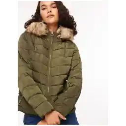 Only Yeşil Kadın Mont ONLELLAN QUILTED HOOD JACKET CC OTW