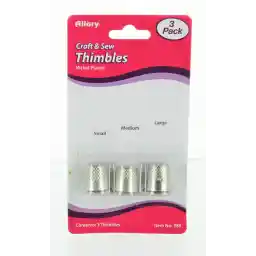 Allary Craft & Sew ASSORTED THIMBLES Pack Small, Medium & Large Sizes (1 of Each Size) (NICKEL PLATED Metal Thimbles)3