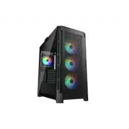 COUGAR DuoFace Pro RGB Black ATX Mid Tower Gaming Case, 390mm GPU supported, built-in Front 120mm ARGB Fan x3 & Rear 120mm ARGB Fan x1, with Mesh & Tempered Glass Front Panels