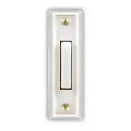 Heath Zenith SL-715-1-02 Wired Door Chime Push Button, White with White Lighted Center Bar