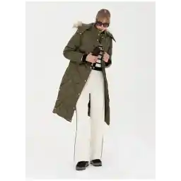 Kahve Kadın Kapüşonlu Kürklü Kaban P-PARNA023K