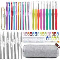 Mayboos 72 Pcs Crochet Hooks Set, Crochet Hooks Kit Plus Large Eye Blunt Needles Ergonomic Yarn Knitting Needles Marking Clips Tools Set with Crochet Needle Accessories