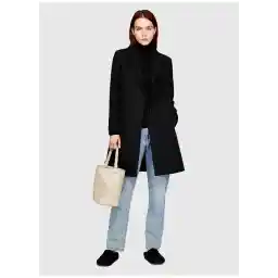 Siyah Kadın Kruvaze Yaka Mont 20BFLN016
