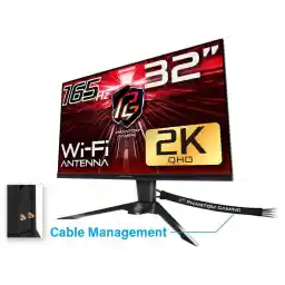 ASRock PG32QF2B Phantom 32" (31.5" viewable) QHD 2560 x 1440 (2K) 165 Hz (144Hz and higher) Wi-Fi Antenna FreeSync Premium (AMD Adaptive Sync) Built-in Speakers Flat Panel Gaming Monitor