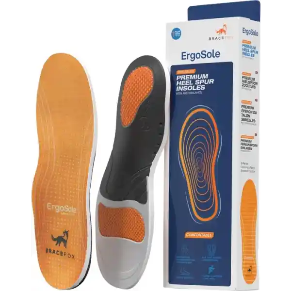 Bracefox® Medische Inlegzolen 'ErgoSole' | Hielspoor Zooltjes | Professionele Steunzolen tegen Hielspoor en Fasciitis Plantaris | 2024 Model | Man & Vrouw | maat S (39-41)