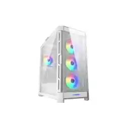 COUGAR DuoFace Pro RGB White ATX Mid Tower Gaming Case, 390mm GPU supported, built-in Front 120mm ARGB Fan x3 & Rear 120mm ARGB Fan x1, with Mesh & Tempered Glass Front Panels