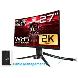 ASRock Phantom PG27Q15R2A 27" QHD 2560 x 1440 (2K) 165 Hz (144Hz and higher) Wi-Fi Antenna FreeSync Premium (AMD Adaptive Sync) Built-in Speakers Curved Gaming Monitor