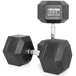 COOLBABY Miracle Fitness Rubber Hex Dumbbells – Solid Cast Iron Core Rubber Coated Head Dumbbell Weights for Exercises at Home and Commercial Gym – 2.5 to 50 Kg – Sold in Pair (2 Pcs) (45)