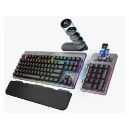 MOUNTAIN Everest Max Mechanical Gaming Keyboard - Modular - Integrated Display Keys - Hot-Swappable Switches - OBS Controls Integration - Linear and Quiet - RGB Backlit - Gunmetal Gray
