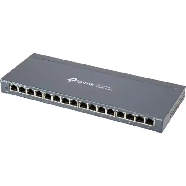 TP-Link 16 Port Gigabit Ethernet Network Switch, Desktop/ Wall-Mount, Fanless, Sturdy Metal w/ Shielded Ports, Traffic Optimization, Unmanaged, Limited Lifetime Protection (TL-SG116)