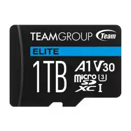 Team Group 1TB Elite microSDXC UHS-I U3, V30, A1, 4K UHD Micro SD Card with SD Adapter, Speed Up to 100MB/s (TEAUSDX1TIV30A103)