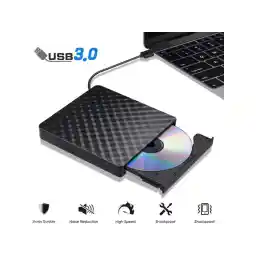 USB 3.0 External CD Drive, CD/DVD-RW Drive, CD-RW Rewriter Burner Superdrive for High Speed Data Transfer for Laptop Notebook PC Desktop Support Windows/Vista/7/8.1/10 (Black)