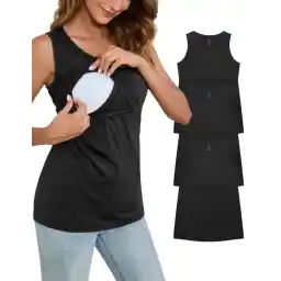 Sosolism Women's Maternity Nursing Tank Tops for Breastfeeding Shirt 3-Pack