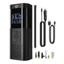 Tire Inflator Portable Air Compressor Air Pump for Car Tires with Gauge Cars Accessories Essential for Women Men Cordless 150PSI 12V Tire Inflator With Led Light for Car Motorcycle Bike