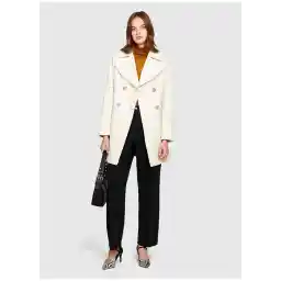 Sisley Sisley Krem Kadın Kruvaze Yaka Slim Fit Kaban 2H4ZLN03J