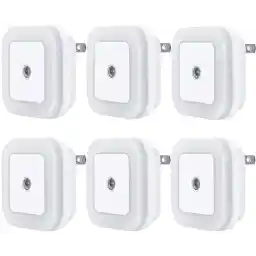 Uigos LED Night Light Lamp with Smart Sensor Dusk to Dawn Sensor, Daylight White, 0.5W Plug-in, 6-Pack