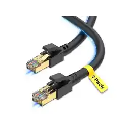 Cat 8 Ethernet Cable 3ft (2 Pack), Outdoor&Indoor, High Speed 26AWG Internet Cable 40Gbps 2000Mhz, Shielded Direct Burial RJ45 Network Cable,Weatherproof&UV Resistant Cable for Gaming/Router/Modem