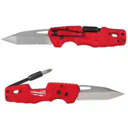Milwaukee FASTBACK Folding Utility Knife w/Blade Multifunctionality, Red-black