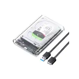 ORICO Transparent 3.5 inch HDD Enclosure External Hard Drive Disk Case for 2.5" 3.5" SATA HDD and SSD Tool Free [ Support UASP and 16TB Drives ]