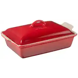 Le Creuset Stoneware Heritage Covered Rectangular Casserole, 4 qt. (12" x 9"), Cerise