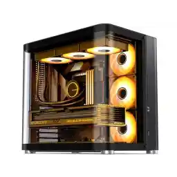 JONSBO TK-2 BLACK Separated Cabinet Case, ATX Computer Case,Bi-Bent Surround View Glass , Aluminum Alloy, Support ITX/M-ATX /ATX,Support 360 AIO ,Type-C Port, Black