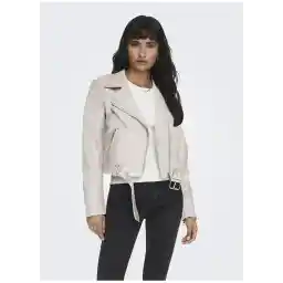 Only Krem Kadın Dar Biker Ceket ONLNEWVERA FAUX LEATHER BIKER OTW
