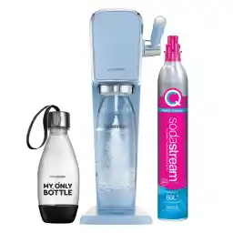 SodaStream - ART Sparkling Water Maker | STARTER KIT | CQC CO2 system | Includes 1x CO2 Cylinder, 1x32 & 1x16 Fl Oz Dishwasher Safe Bottles, 1x Bubly Flavor Drop | Combine with Flavors | Misty Blue