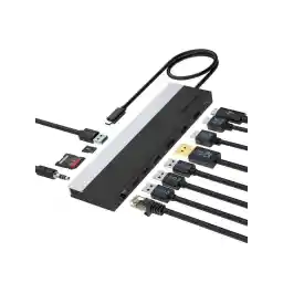 Wavlink USB-C Docking Station Triple Display Max 4K@60Hz with DisplayPort, 2xHDMI, PD, 85W Charging for PC, 2xUSB 3.0, 2x2.0, Gigabit Ethernet, SD/TF Slot, Audio Jack For Windows&Mac etc