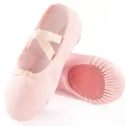 TRIPLE DEER PU Ballet Shoes for Girls, Lace-Up Dance Practice Slippers Split Soft Leather Flat Sole Gymnastics Yoga Shoes (Toddler/Little/Big Kid)