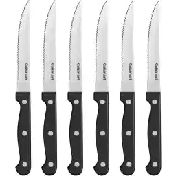 Cuisinart Knife Set, 6pc Steak Knife Set with Steel Blades for Precise Cutting, Lightweight, Stainless Steel & Durable, C77TR-6PSK, Black
