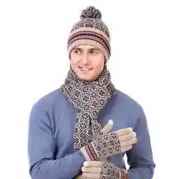 3Pcs Winter Beanie Scarf Gloves Set for Women Beanies Hat Cute Cap Warm Knit Scarf Y2K Beanie with Plush Ball &